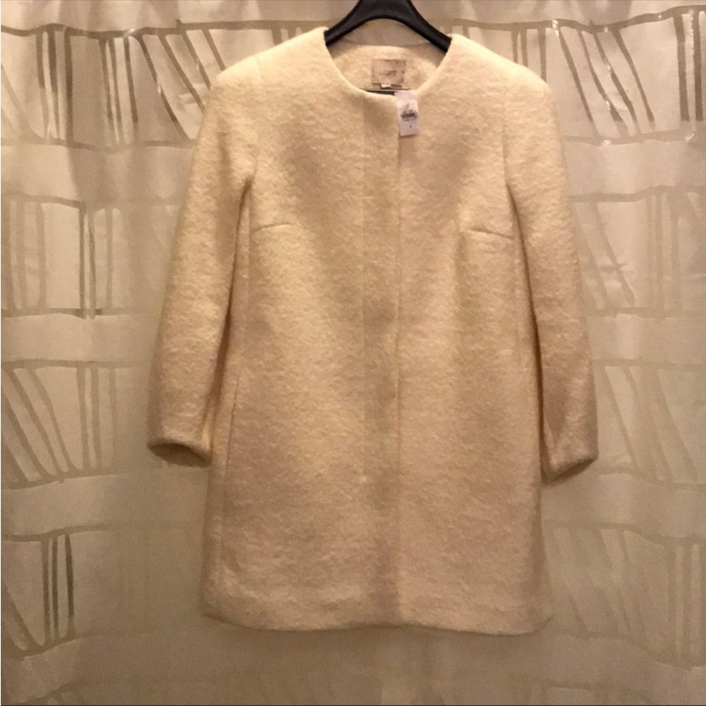 NWOT Ann Taylor Loft Boiled Wool Coat Ivory